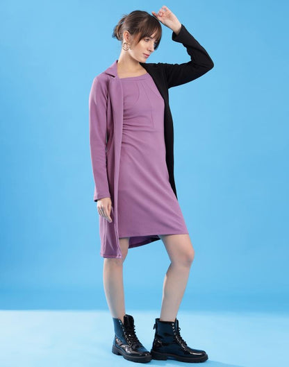 Lavender Lycra Plain Dress