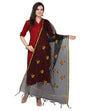 Amiable Black Coloured Cotton Silk Thread Embroidered Dupatta | Sudathi
