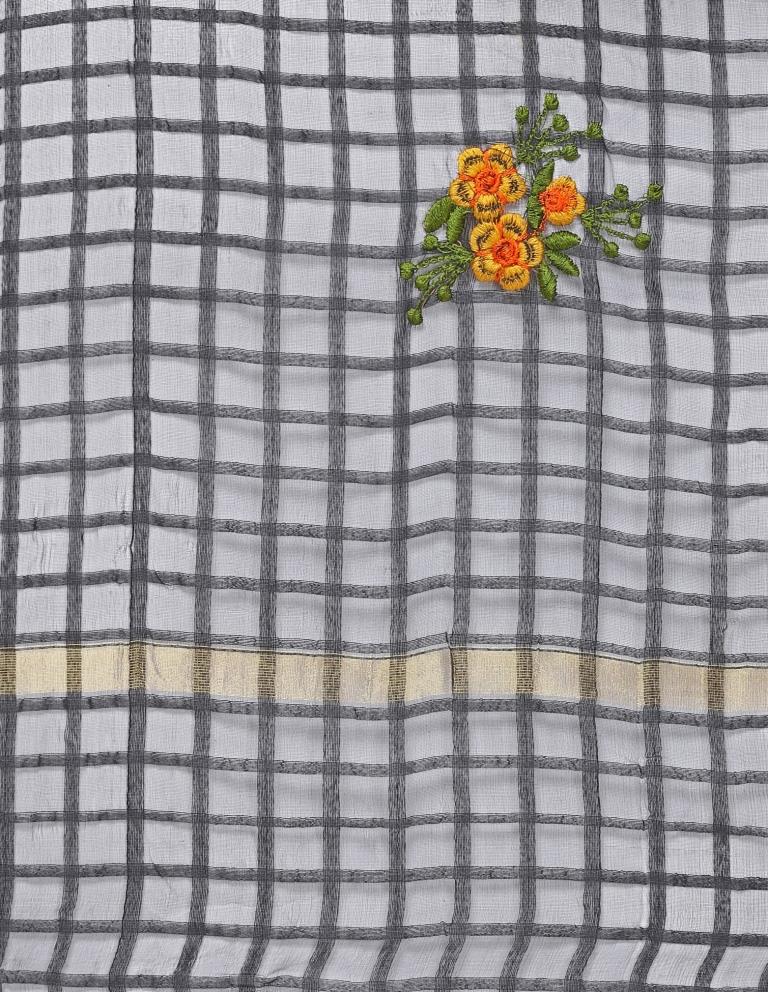 Amiable Black Coloured Cotton Silk Thread Embroidered Dupatta | Sudathi