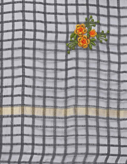 Amiable Black Coloured Cotton Silk Thread Embroidered Dupatta | Sudathi