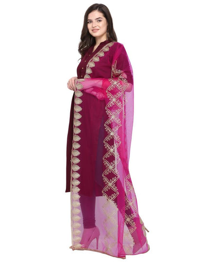 Adorable Pink Coloured Net Gota Work Dupatta | Sudathi