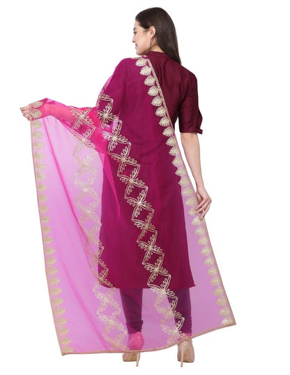 Adorable Pink Coloured Net Gota Work Dupatta | Sudathi