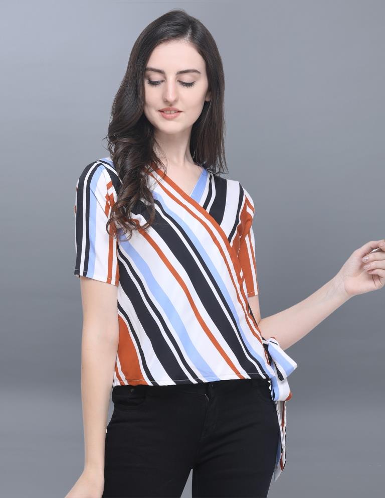 Impressive White Coloured Printed Crepe Tops | Sudathi