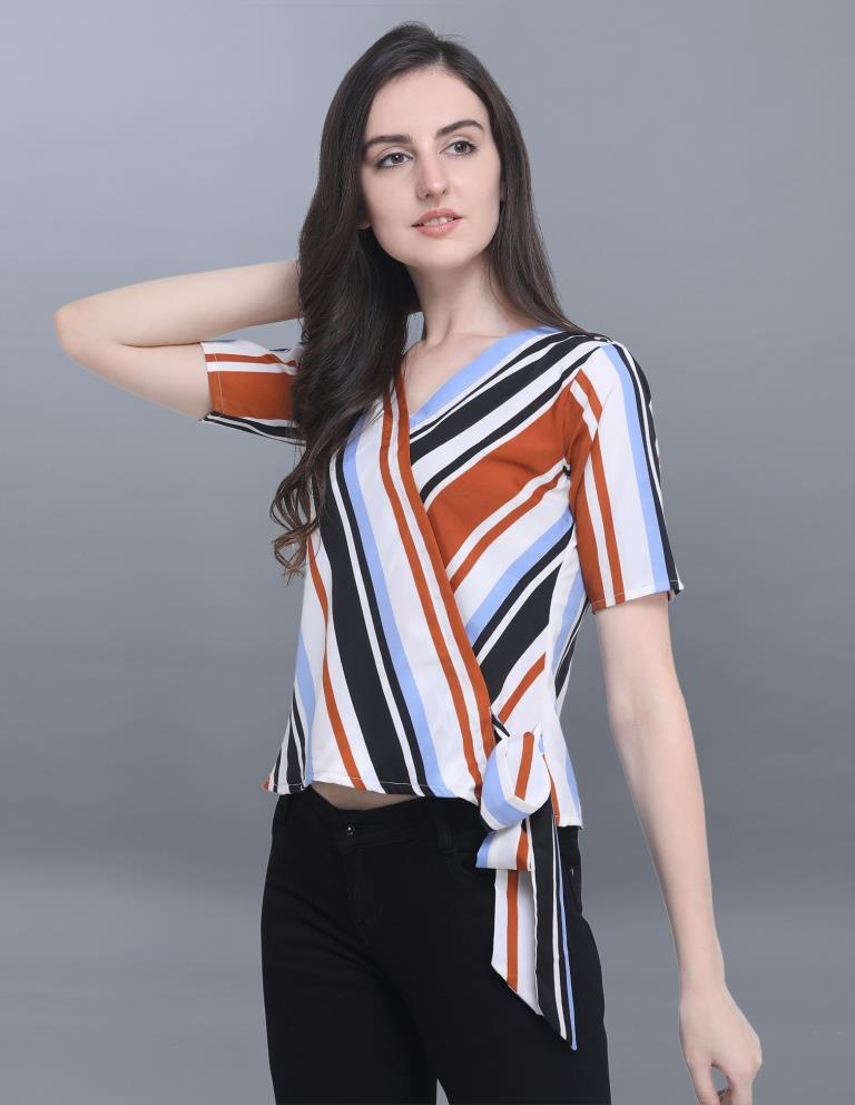 Impressive White Coloured Printed Crepe Tops | Sudathi