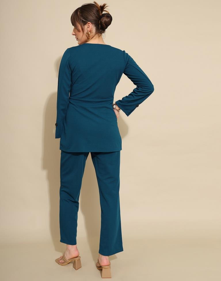 Rama Blue Lycra Plain Co-ords Set