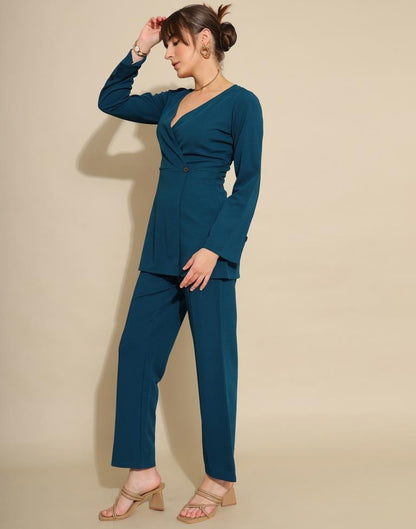 Rama Blue Lycra Plain Co-ords Set