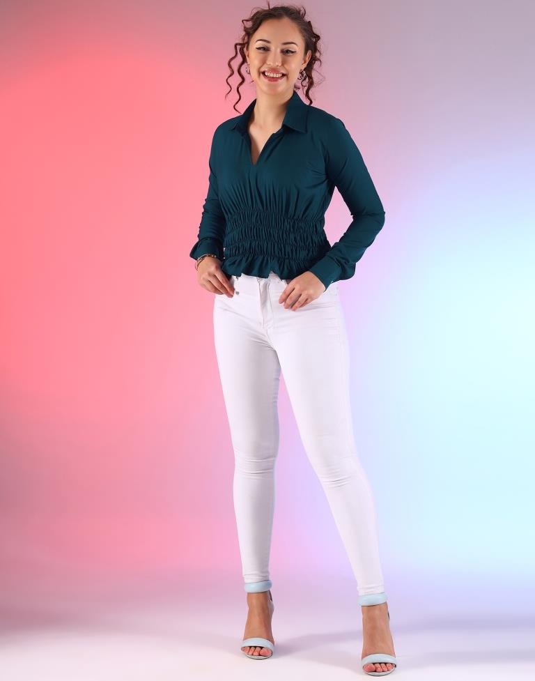 Rama Blue Georgette Plain Top Top