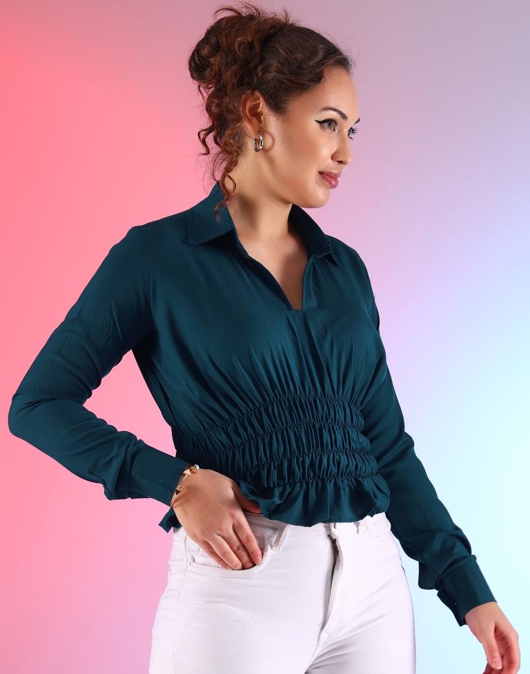 Rama Blue Georgette Plain Top Top