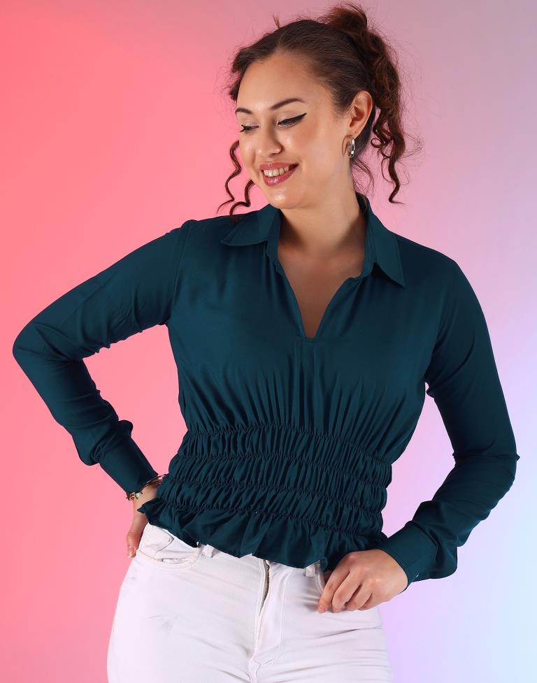 Rama Blue Georgette Plain Top Top