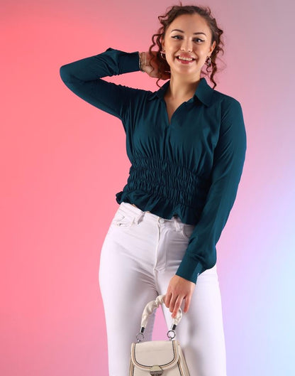 Rama Blue Georgette Plain Top Top