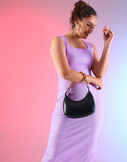 Light Purple Cotton Plain Bodycon Dress