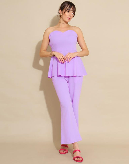 Light Purple Lycra Plain Co-ords Set