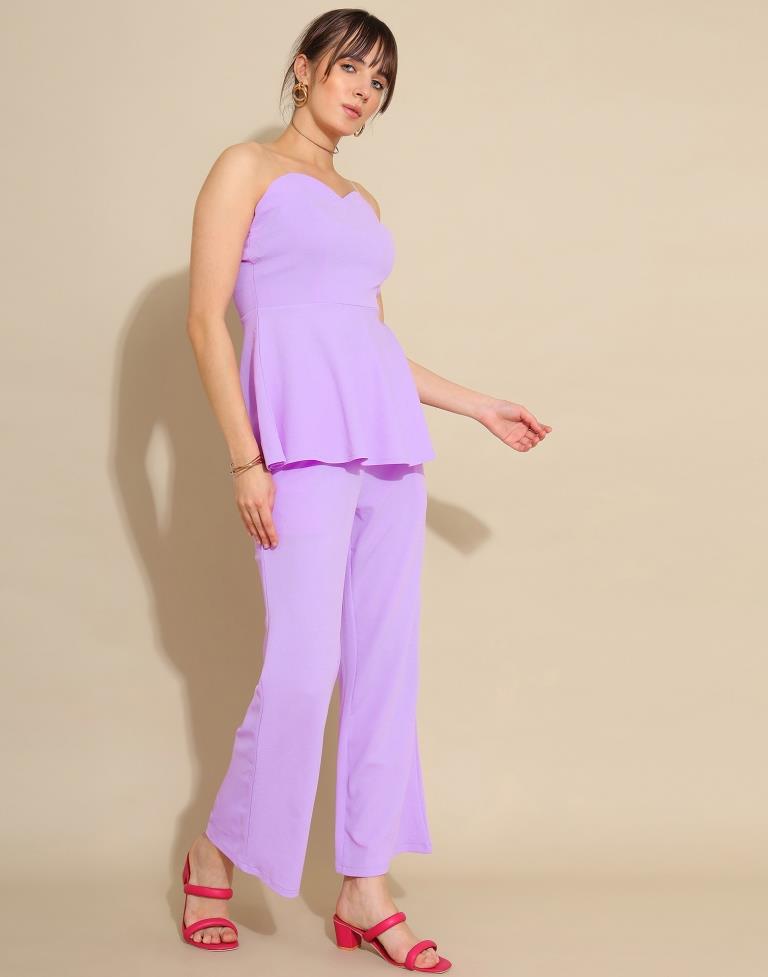 Light Purple Lycra Plain Co-ords Set