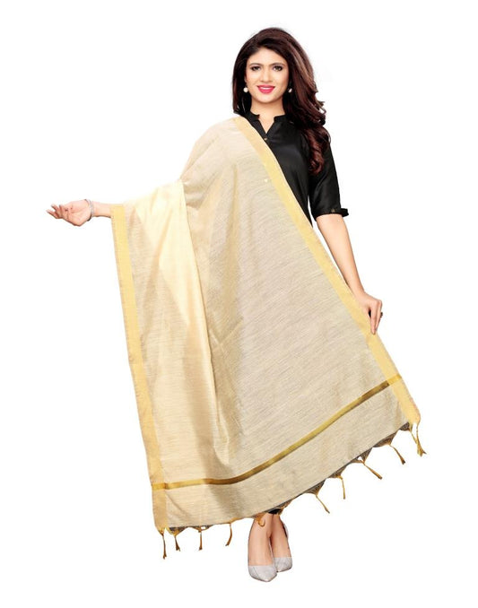 Exuberant Beige Coloured Cotton Silk Dyed Dupatta | Sudathi