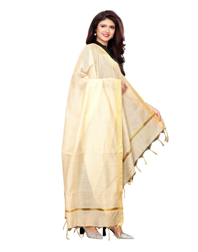 Exuberant Beige Coloured Cotton Silk Dyed Dupatta | Sudathi