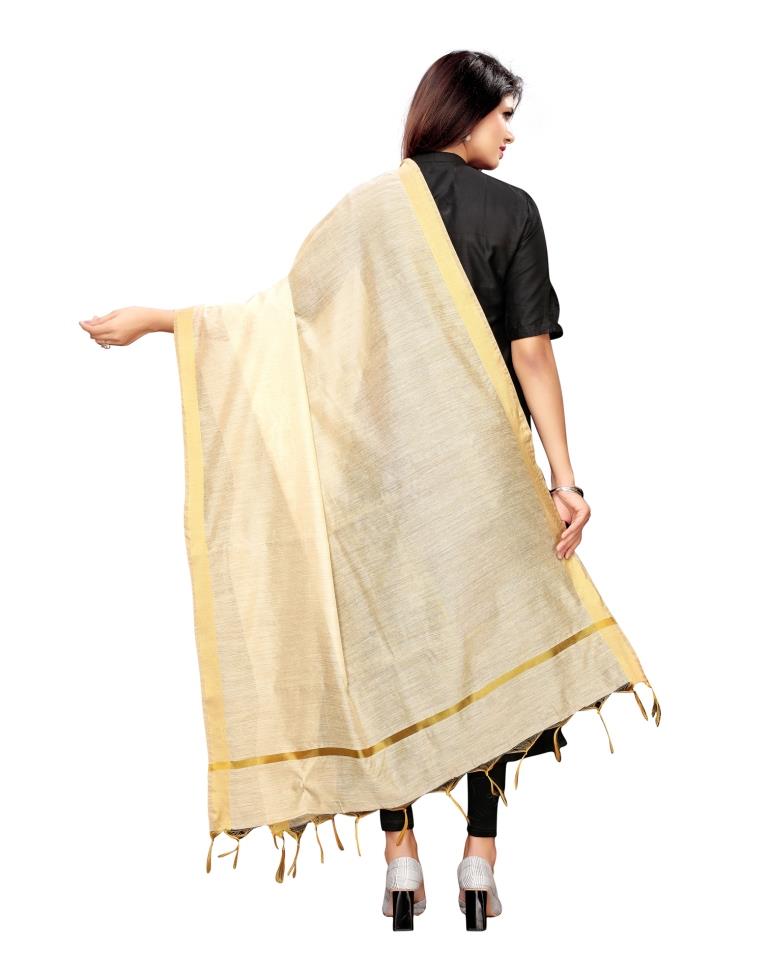 Exuberant Beige Coloured Cotton Silk Dyed Dupatta | Sudathi