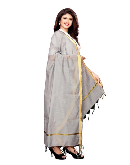 Eye Catching Grey Coloured Cotton Silk Dyed Dupatta | Sudathi