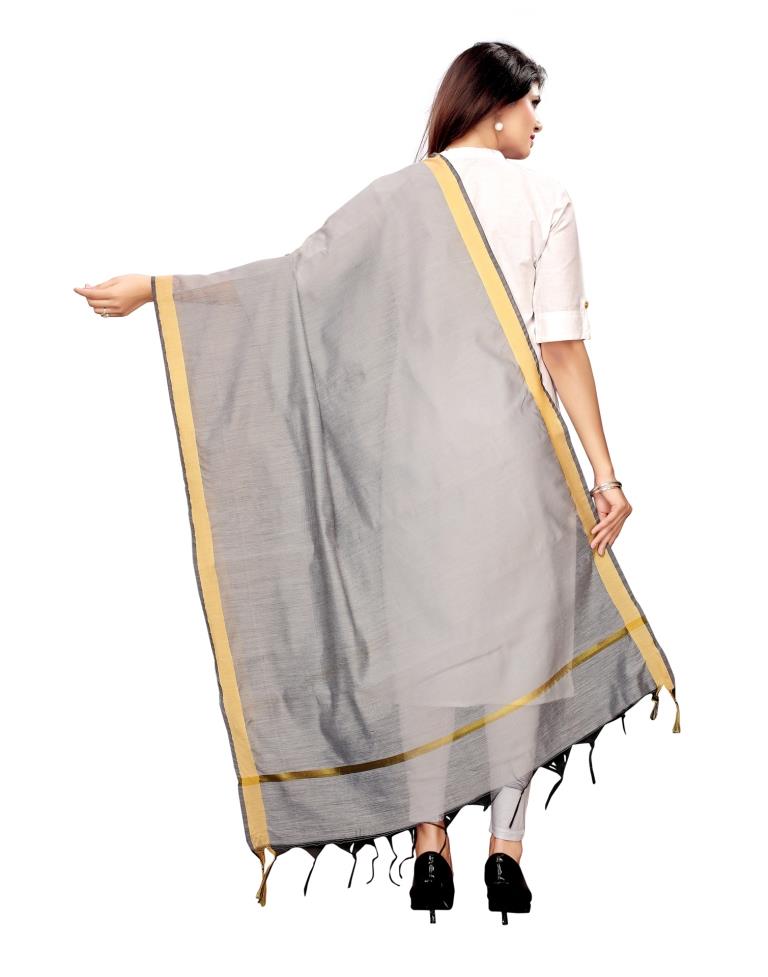 Eye Catching Grey Coloured Cotton Silk Dyed Dupatta | Sudathi