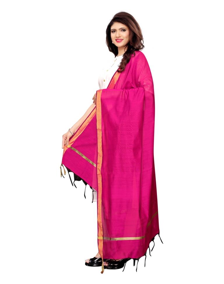 Dynamic Pink Coloured Cotton Silk Dyed Dupatta | Sudathi