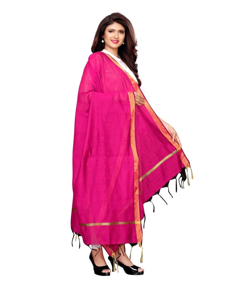Dynamic Pink Coloured Cotton Silk Dyed Dupatta | Sudathi