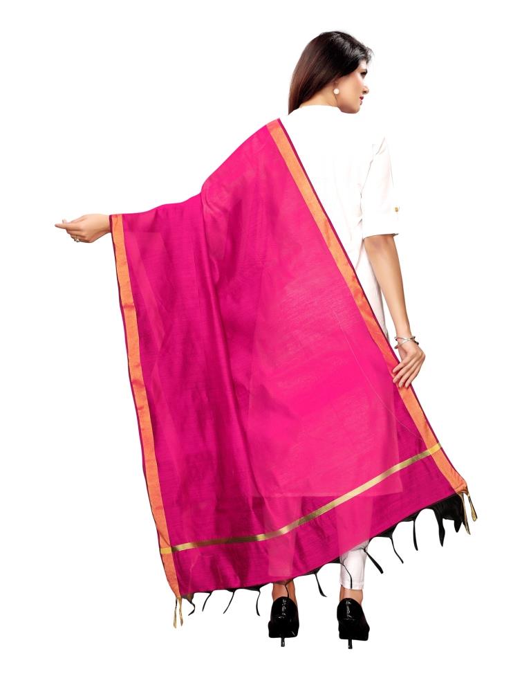 Dynamic Pink Coloured Cotton Silk Dyed Dupatta | Sudathi