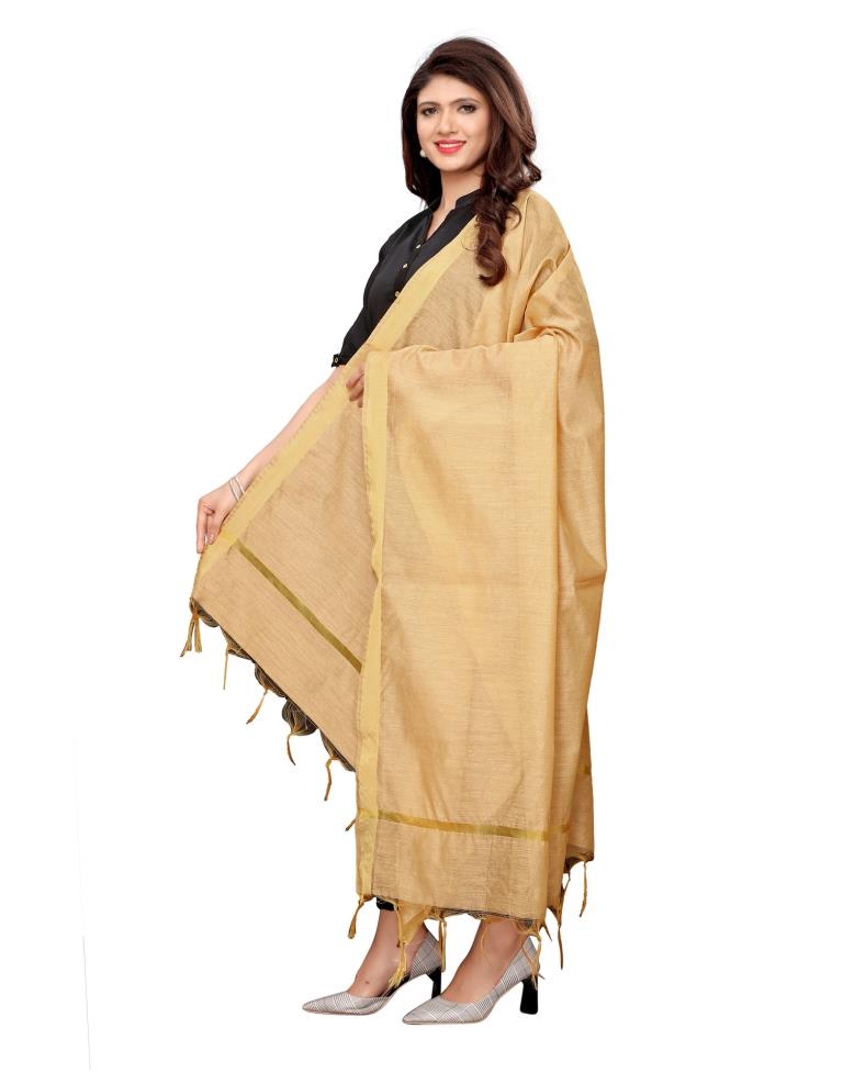 Definitive Beige Coloured Cotton Silk Dyed Dupatta | Sudathi
