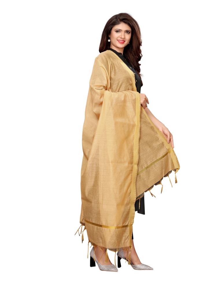 Definitive Beige Coloured Cotton Silk Dyed Dupatta | Sudathi