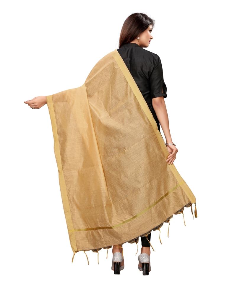Definitive Beige Coloured Cotton Silk Dyed Dupatta | Sudathi