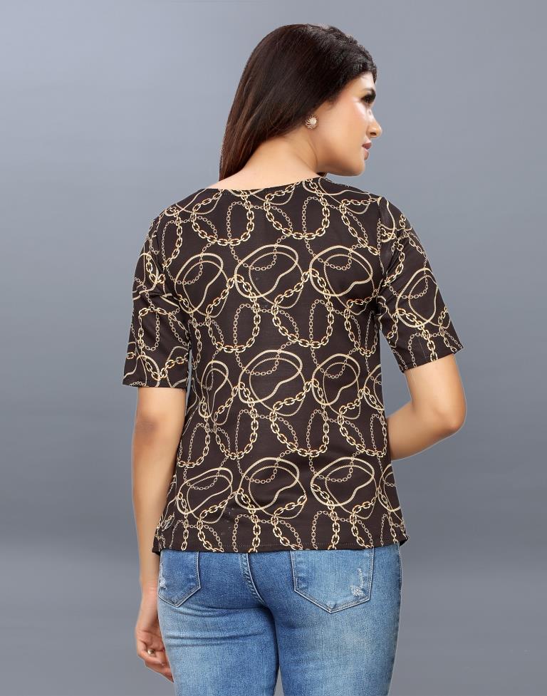 Graceful Brown Coloured Printed Poly Rayon Tops | Sudathi