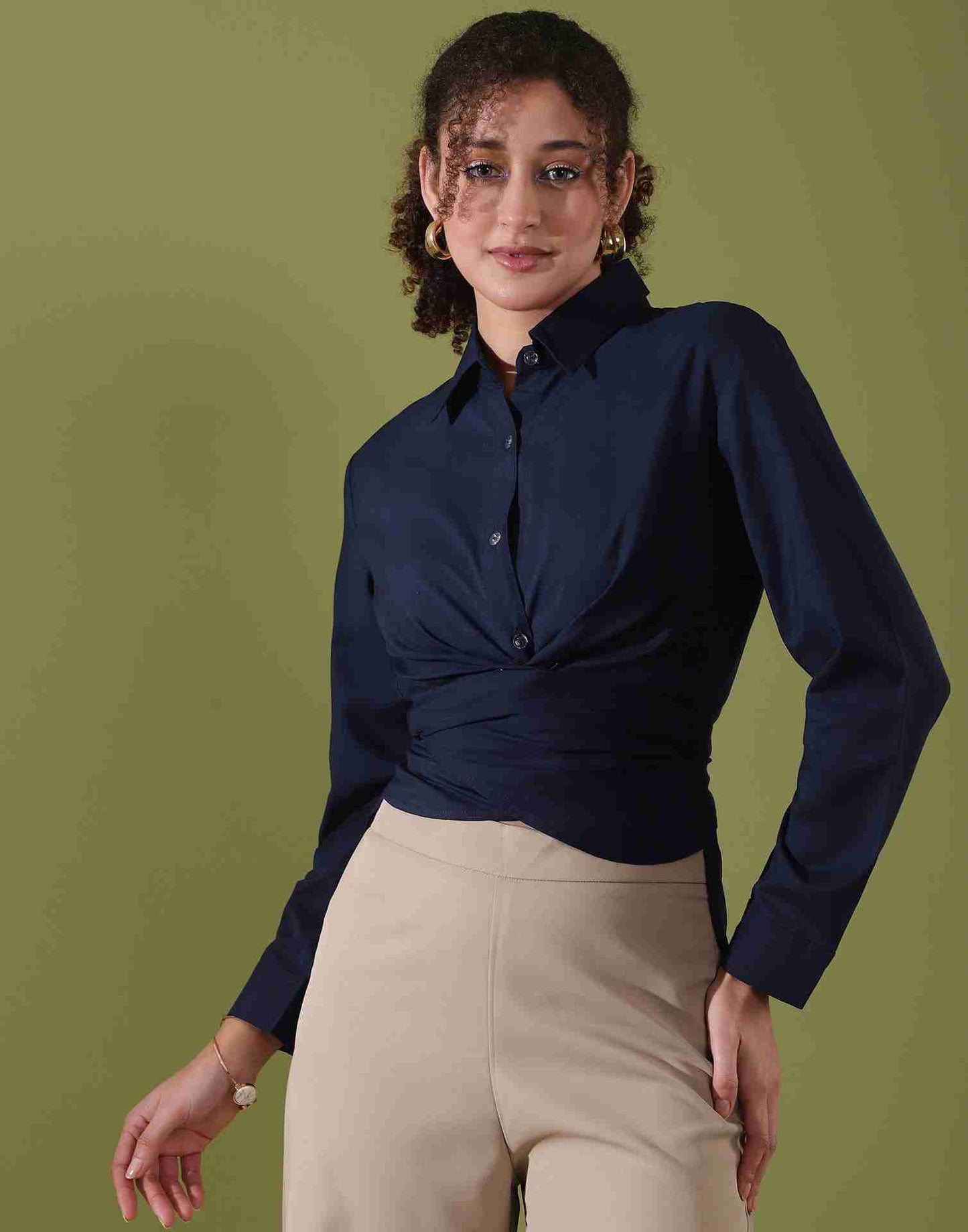 Blue Rayon Plain Top