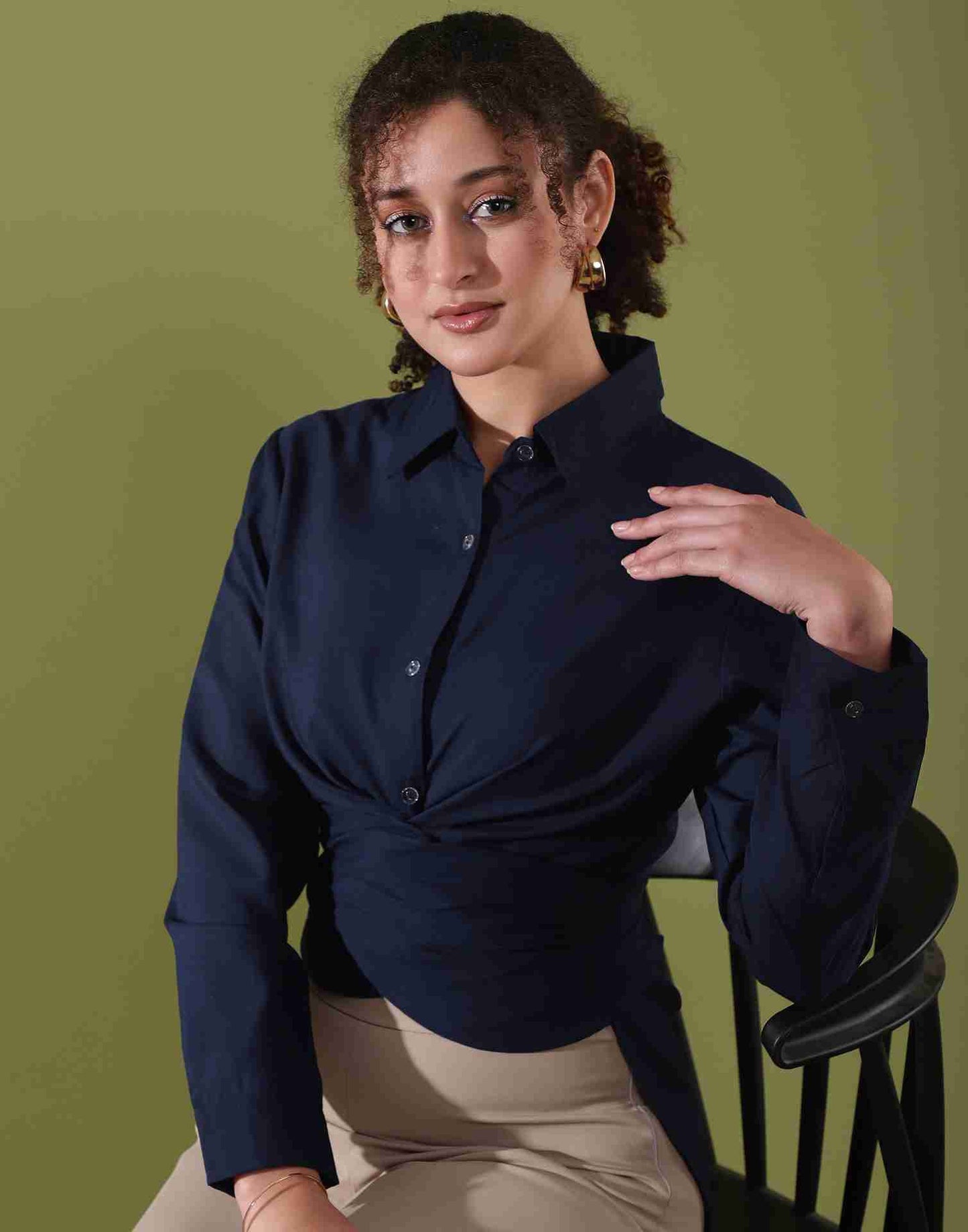 Blue Rayon Plain Top