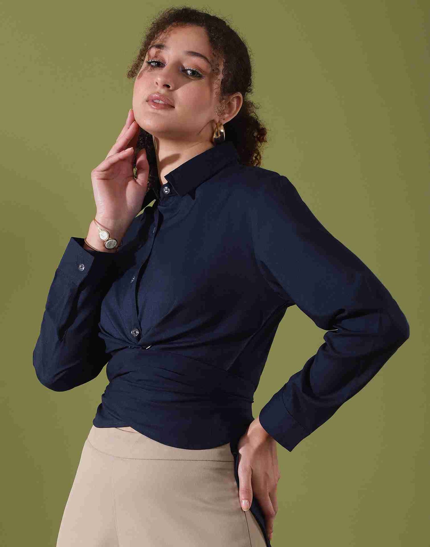 Blue Rayon Plain Top