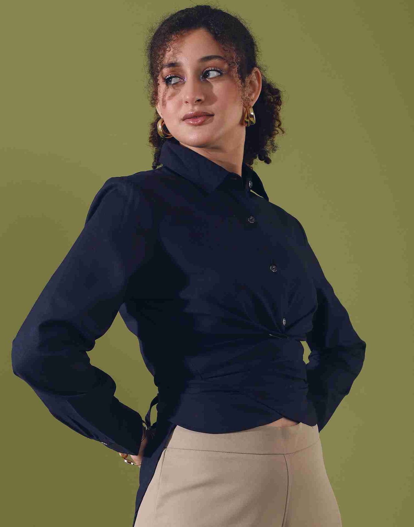 Blue Rayon Plain Top