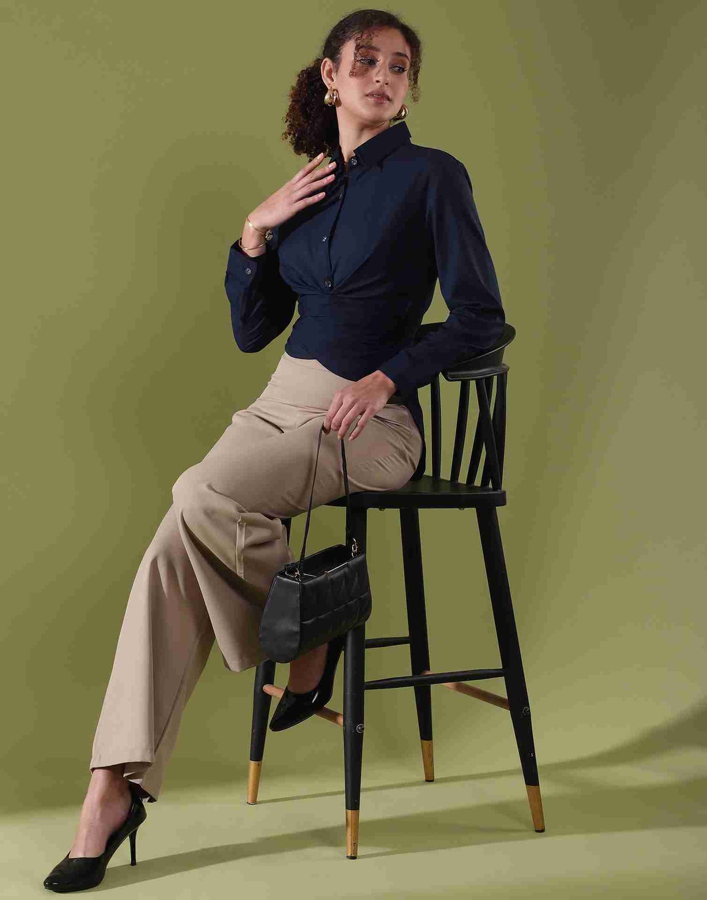 Blue Rayon Plain Top