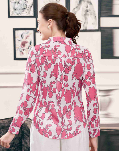 White Georgette Printed Shirt