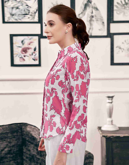 White Georgette Printed Shirt