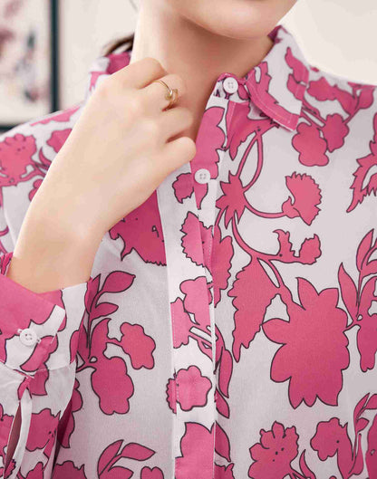 White Georgette Printed Shirt