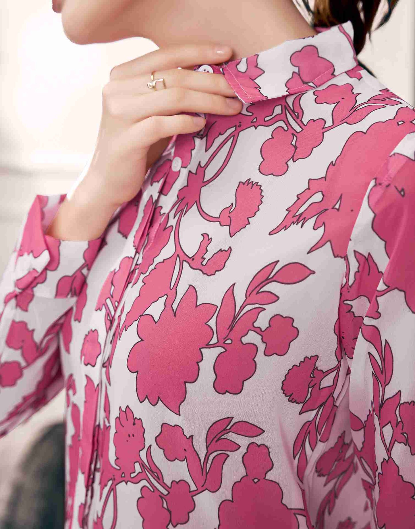 White Georgette Printed Shirt