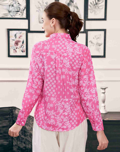 Pink Cotton Printed Shirt
