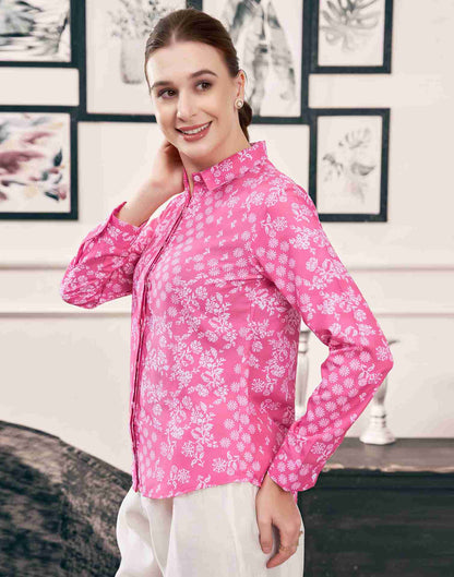 Pink Cotton Printed Shirt