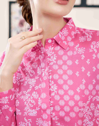 Pink Cotton Printed Shirt