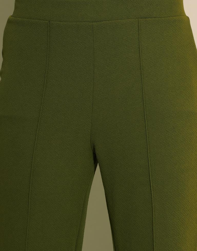 Mehandi Green Lycra Plain Co-ords Set