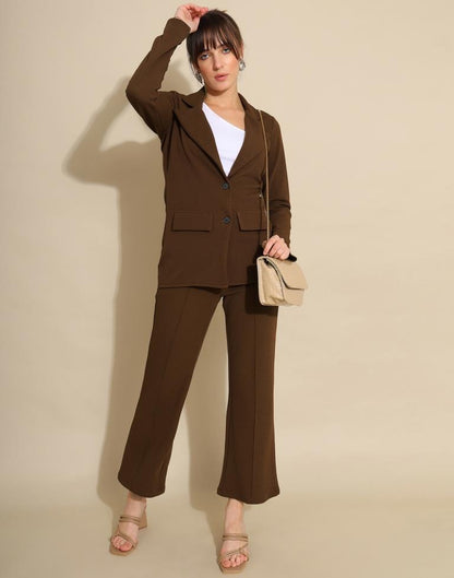 Brown Lycra Plain Co-ords Set