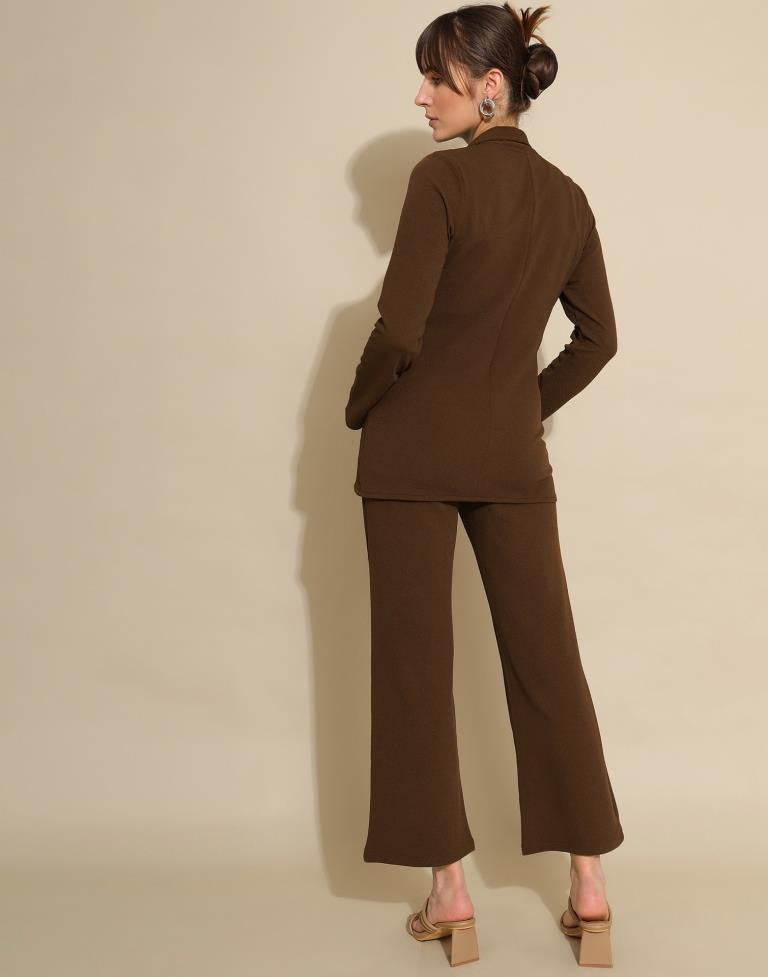 Brown Lycra Plain Co-ords Set