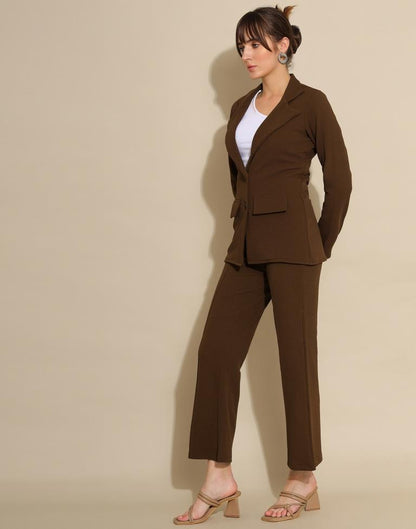 Brown Lycra Plain Co-ords Set