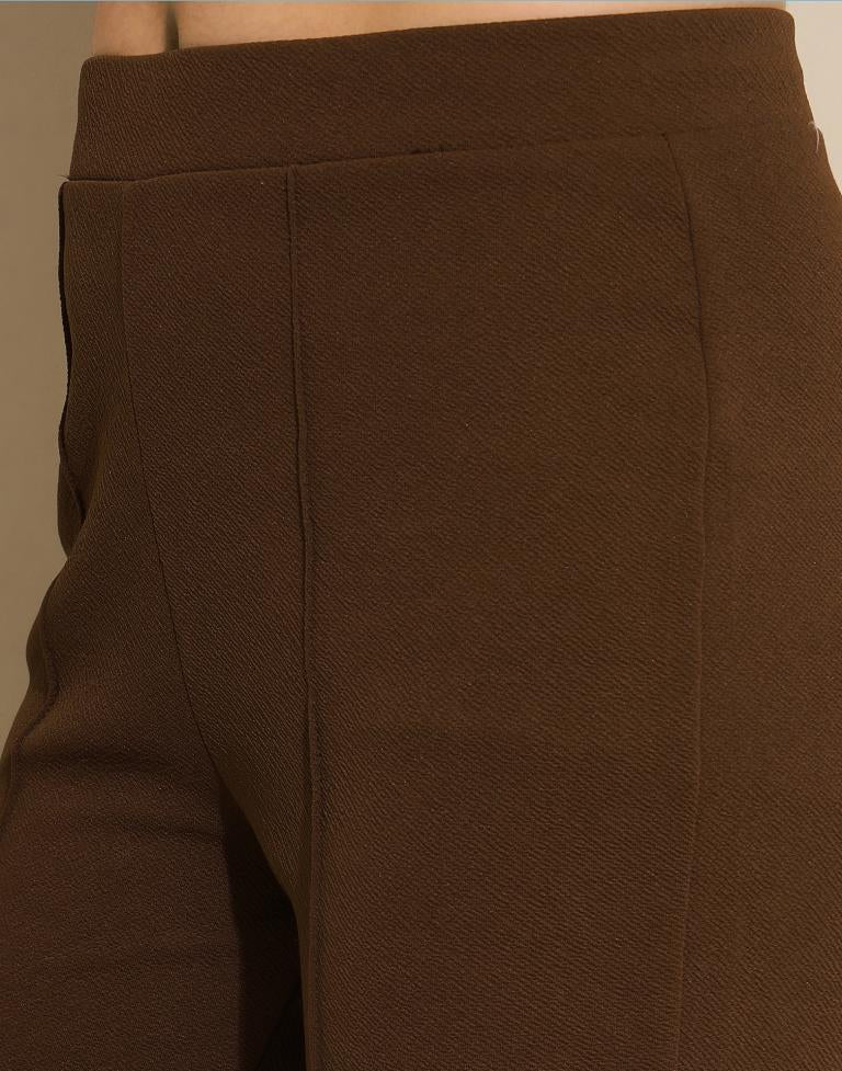 Brown Lycra Plain Co-ords Set