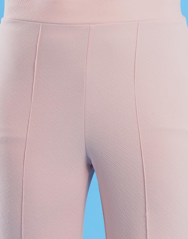 Light Pink Lycra Plain Co-ords Set