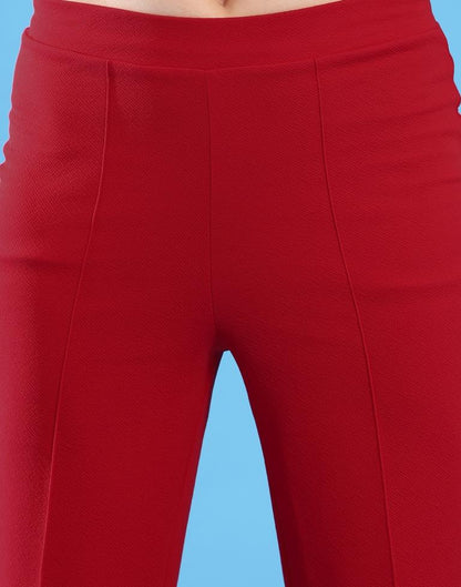 Red Lycra Plain Co-ords Set