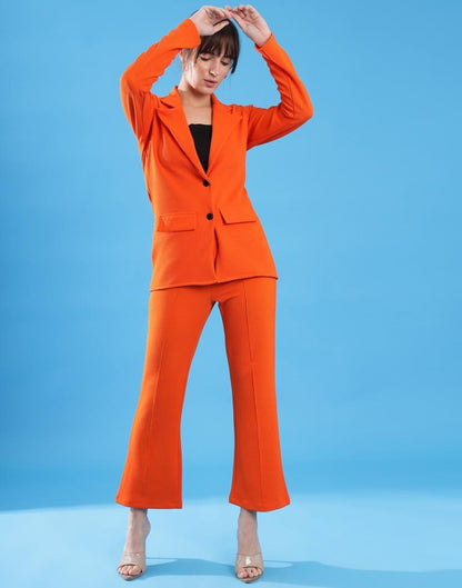 Orange Lycra Plain Co-ords Set