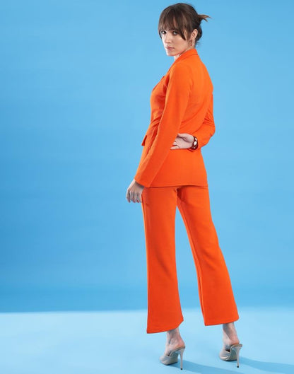 Orange Lycra Plain Co-ords Set